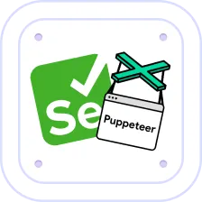 Friendly white robot icon with round eyes and antenna on a purple gradient background.