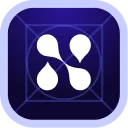Abstract icon with four white droplet shapes arranged in an X pattern on a dark blue rounded square background.