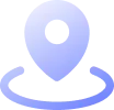 Blue gradient location pin icon above a circular base.