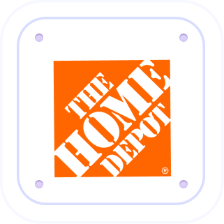 The Home Depot company logo in white text on an orange square background.