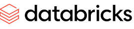 Databricks logo featuring an abstract red diamond shape with layered sections and the word 'Databricks' in black text.