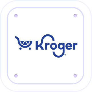 Kroger logo with blue text and shopping cart icon.