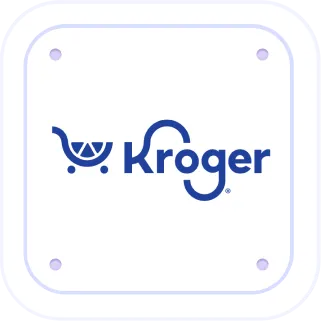 Kroger logo with blue text and shopping cart icon.