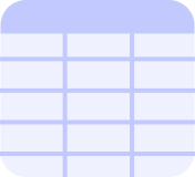 Empty spreadsheet table with five columns and six rows on a light blue background.