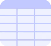 Empty spreadsheet table with five columns and six rows on a light blue background.