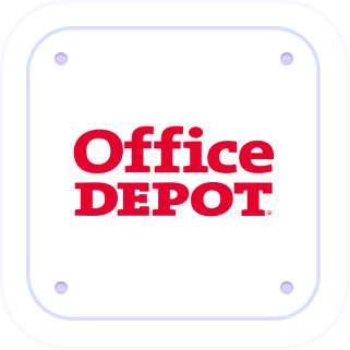 Office Depot logo in red text on a white square background with rounded corners.