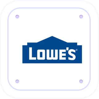 Lowe's home improvement store logo in white text inside a blue house-shaped outline.