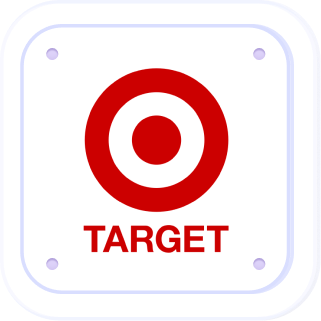 Red Target logo with concentric circles and the word TARGET below on a white rounded square background.