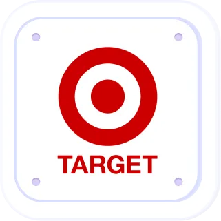 Red Target logo with concentric circles and the word TARGET below on a white rounded square background.