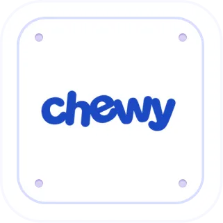 Chewy company logo in blue text on a white rounded square background.