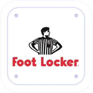 Foot Locker logo with a referee figure above red text.