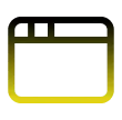Browser window icon with a gold gradient outline on a black background.