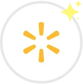 Yellow sparkles icon with a circular burst shape inside a white circle with a gray border.