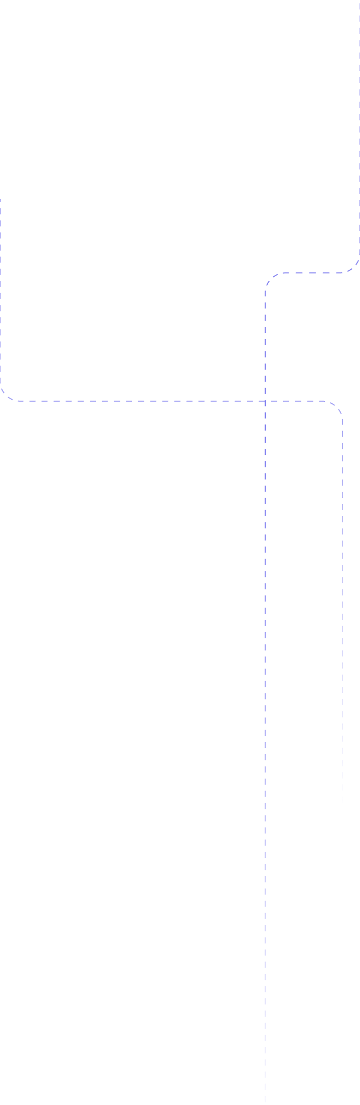 Abstract purple dashed lines forming right-angle corners on a black background.