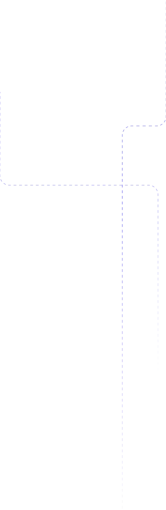 Abstract purple dashed lines forming right-angle corners on a black background.