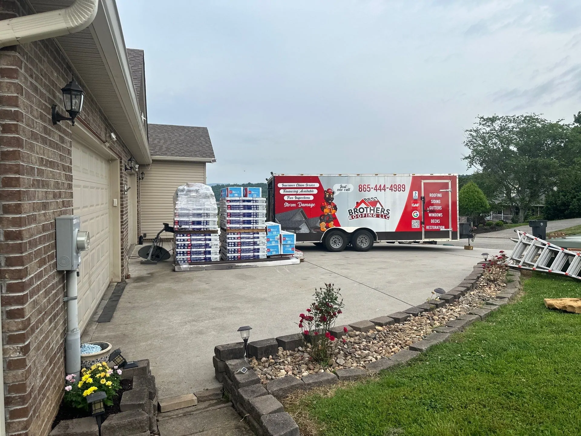 Best Brothers Roofing crew and materials
