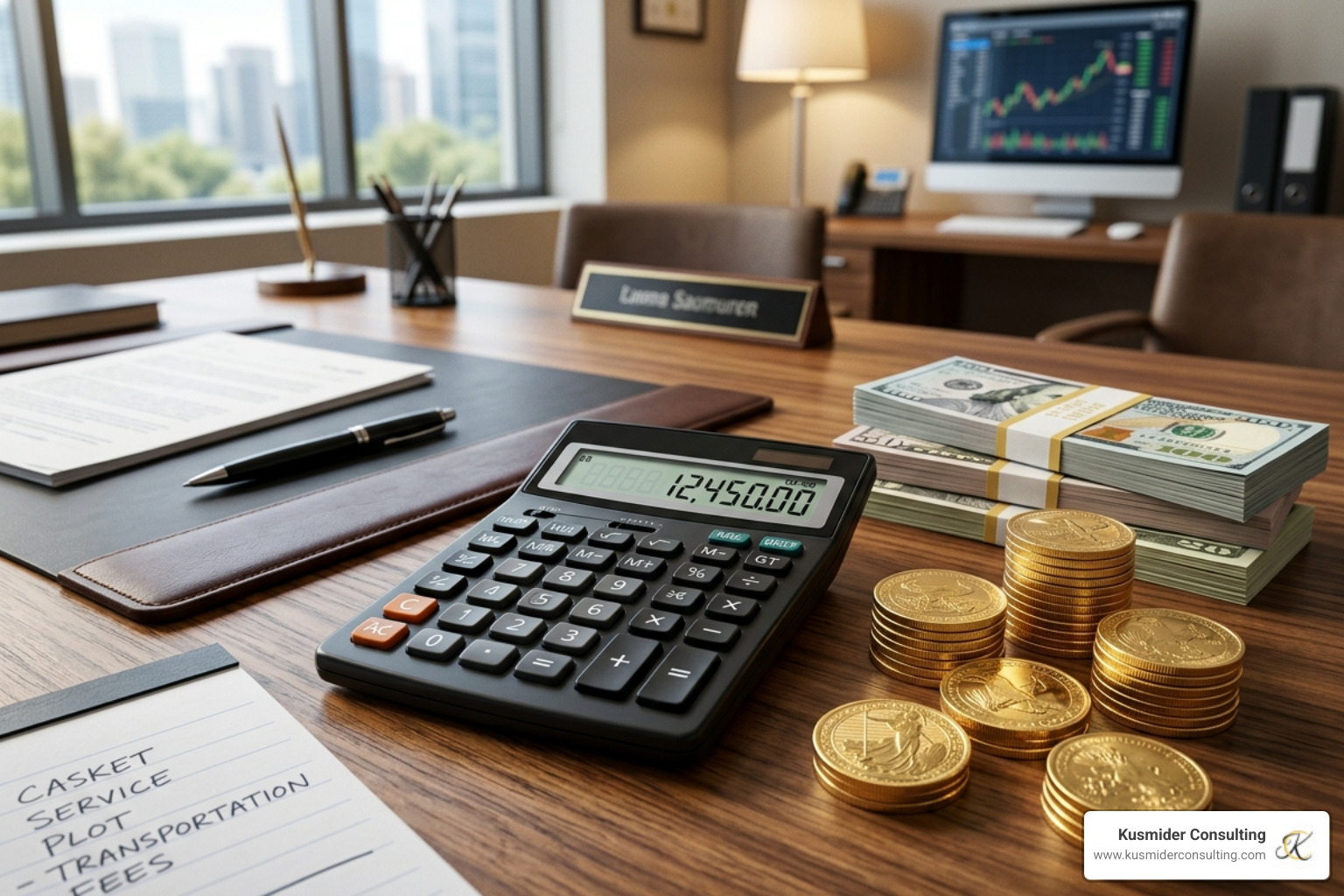 financial calculator and coins representing funeral budgeting - final expense life insurance reviews financial calculator and coins representing funeral budgeting - final expense life insurance reviews