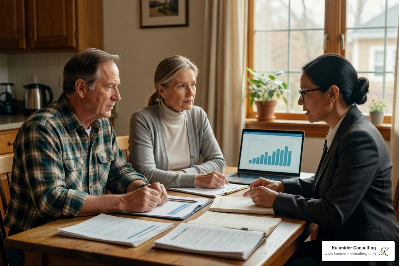 Advisor and high-income client discussing legacy planning in a Houston office - flexible premium life options Advisor and high-income client discussing legacy planning in a Houston office - flexible premium life options