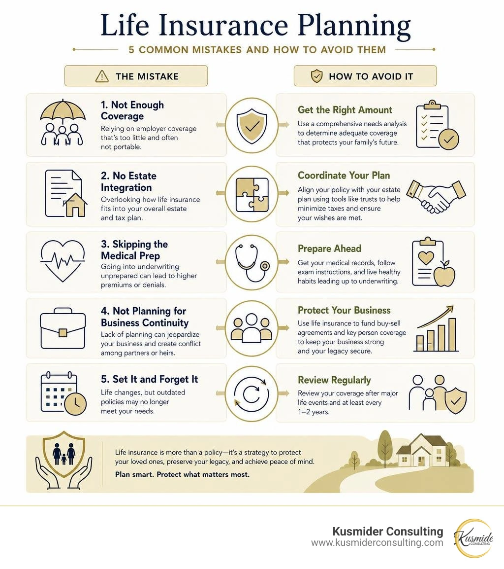 Infographic detailing common life insurance planning mistakes and how to avoid them infographic Infographic detailing common life insurance planning mistakes and how to avoid them infographic