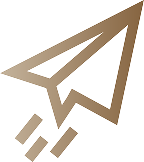 Stylized paper airplane icon in a gradient brown color.