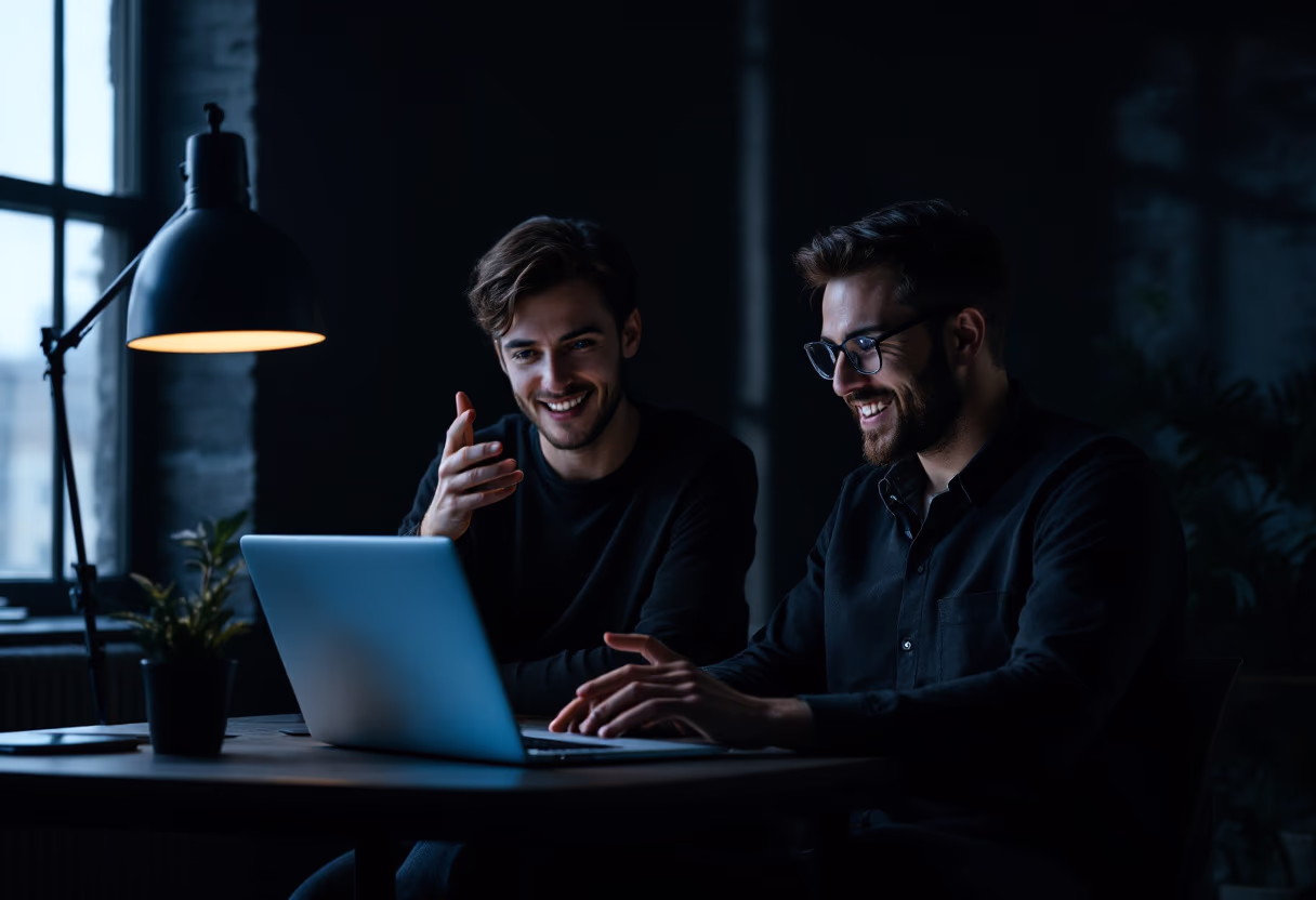 image of founders with a shared moment (for a edtech)