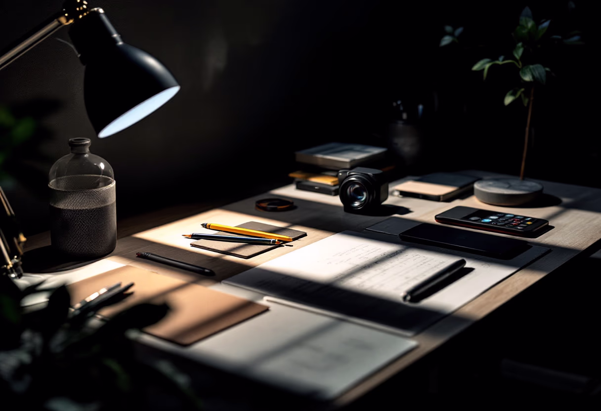 [background image] image of a designer workspace (for a graphic design studio)