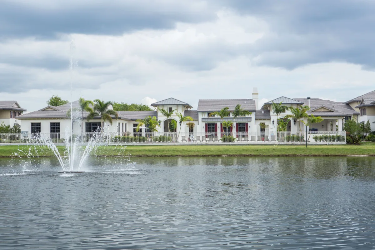 Lakefront clubhouse at Shalimar at Davie