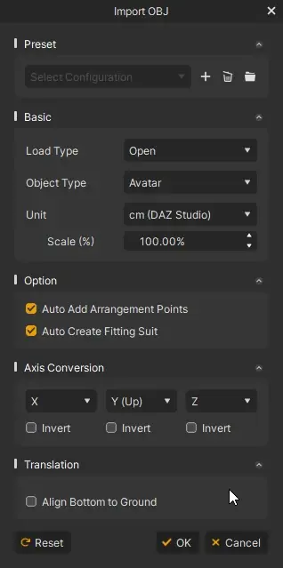 I used these import settings