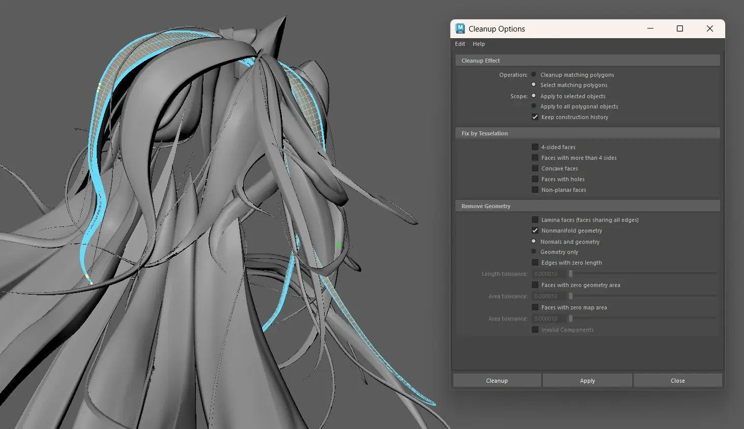 non-manifold hair