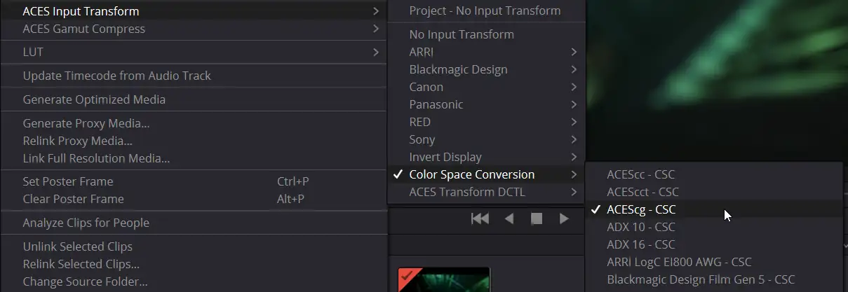 color space transform setting