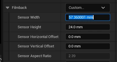 unreal camera settings