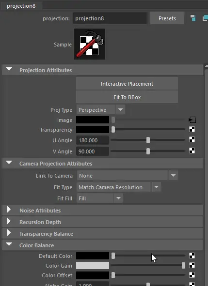 set various projection settings