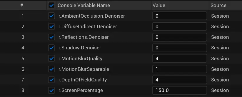console variables