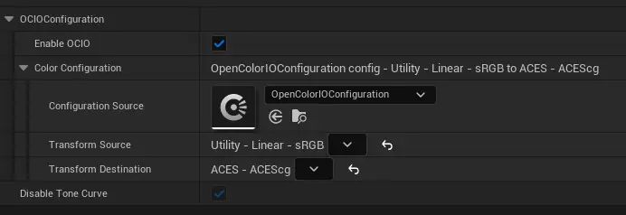 OpenColorIO (OCIO) configuration