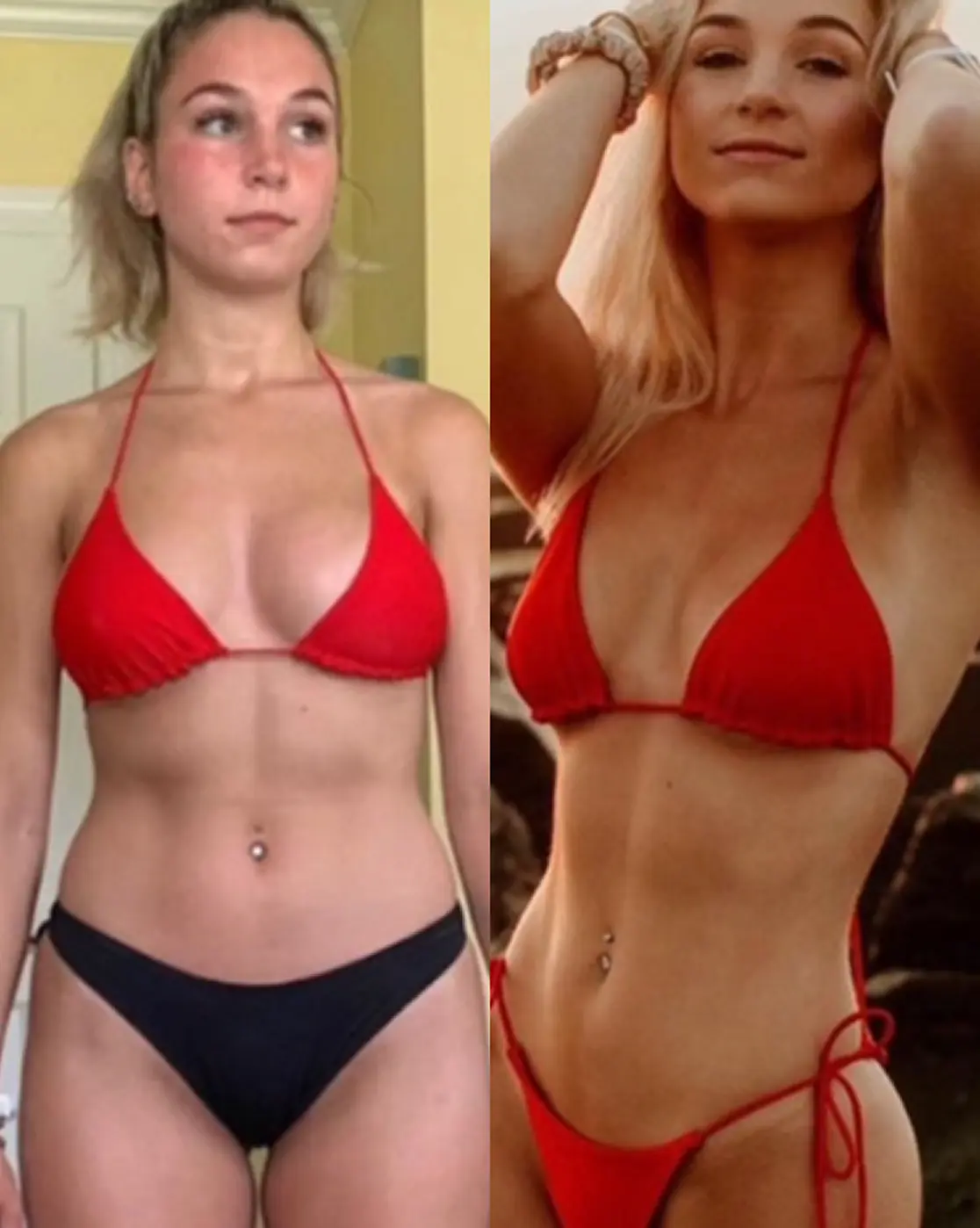 Fitness transformation showing fat loss and increased muscle definition