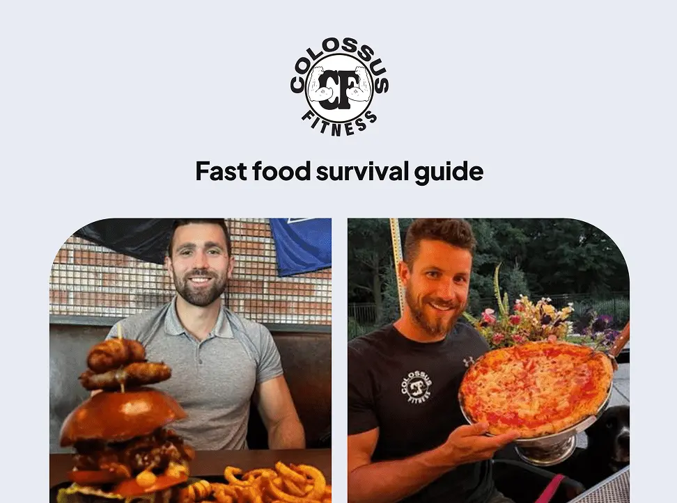 Fitness coach showing fast food meal choices as part of a guide to eating out while staying on track with fat loss