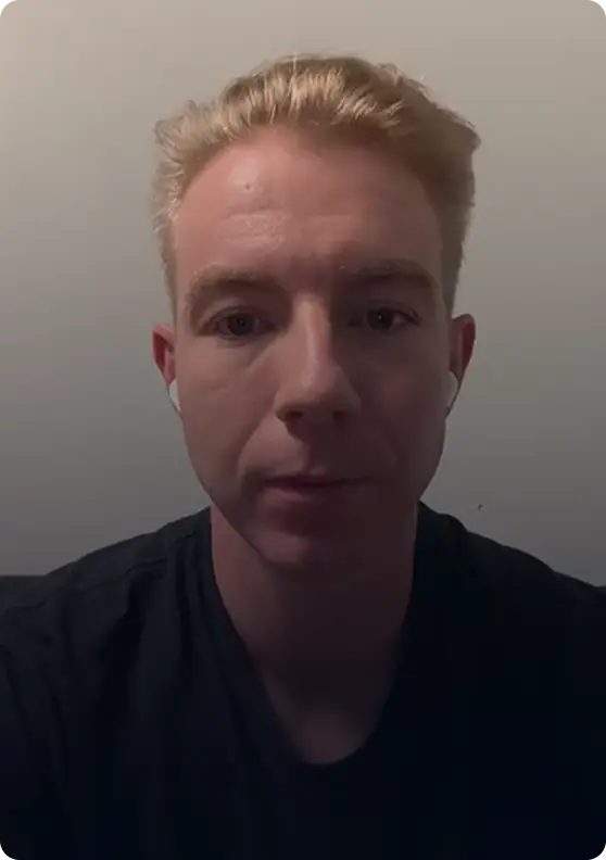 Video testimonial from client sharing fat loss results and coaching experience