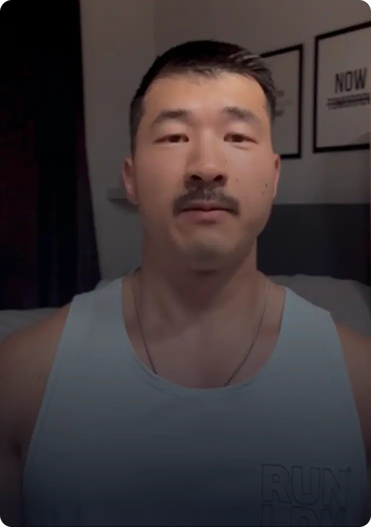 Yong giving a video testimonial of what it was like to work with Colossus Fitness