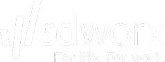 Logo de sdworx avec le slogan « Pour la vie. Pour le travail. »