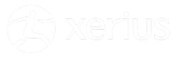 Logo de Xerius avec un cercle contenant une silhouette stylisée en mouvement à gauche du texte.