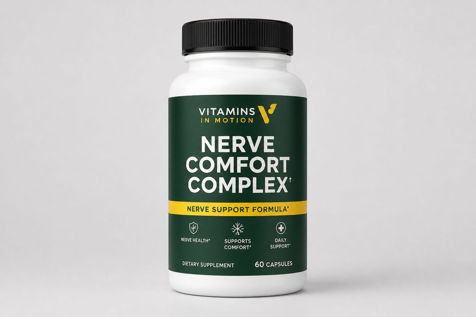 Vitamins in Motion Nerve Comfort Complex supplement bottle