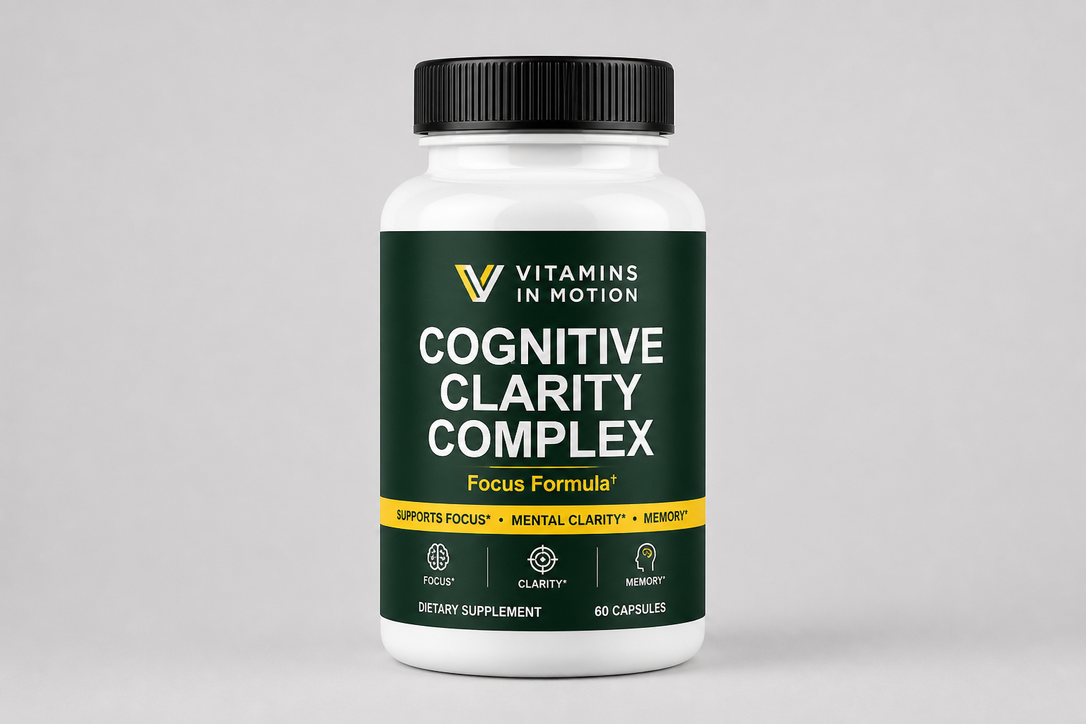 Vitamins in Motion Cognitive Clarity Complex supplement bottle