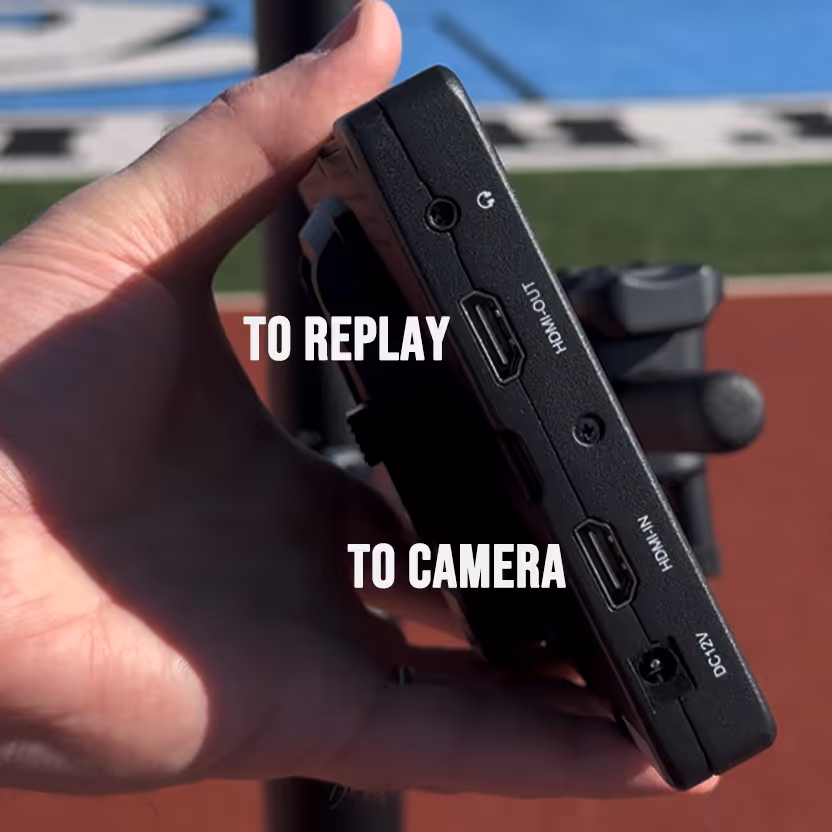 HD Monitor for sideline press box camera for football teams. Has HDMI IN and HDMI OUT ports for sideline instant replay.