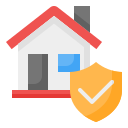 Illustration of a house with a shield symbol representing home insurance protection.