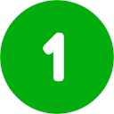 White number one inside a green circle.