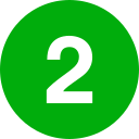 White number 2 centered on a green circular background.