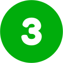 White number three inside a green circle.