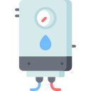 Compact water boiler with a gauge and a droplet symbol on the front.