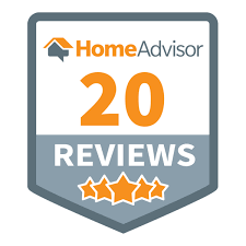 HomeAdvisor badge displaying 20 reviews with a five-star rating.