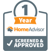 HomeAdvisor 1 Year Screened and Approved badge with a checkmark.